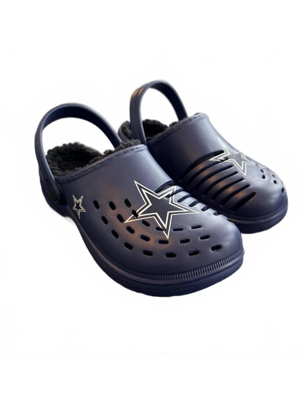 FOCO Dallas Cowboys Unisex Youth S (1–3) Sherpa Lined Clogs Slippers